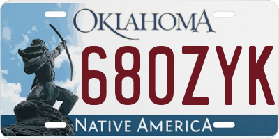 OK license plate 680ZYK