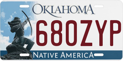 OK license plate 680ZYP