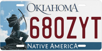 OK license plate 680ZYT