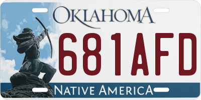 OK license plate 681AFD