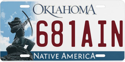 OK license plate 681AIN