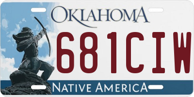 OK license plate 681CIW