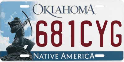 OK license plate 681CYG