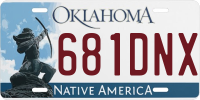OK license plate 681DNX