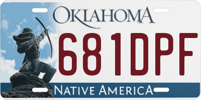 OK license plate 681DPF