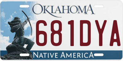 OK license plate 681DYA