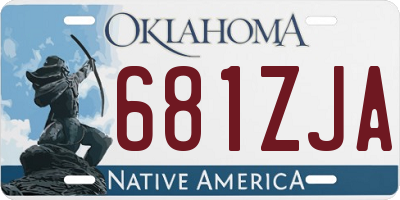 OK license plate 681ZJA