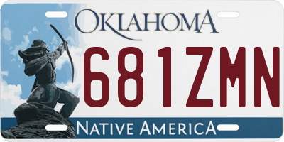 OK license plate 681ZMN