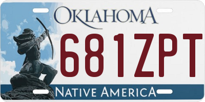 OK license plate 681ZPT
