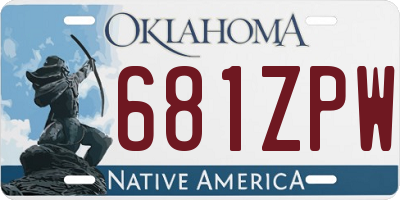 OK license plate 681ZPW