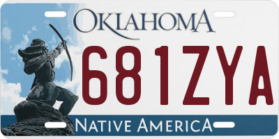 OK license plate 681ZYA