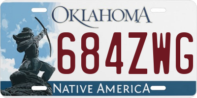 OK license plate 684ZWG