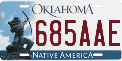 OK license plate 685AAE