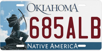 OK license plate 685ALB