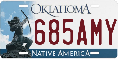 OK license plate 685AMY