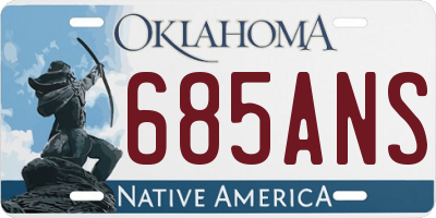 OK license plate 685ANS