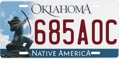 OK license plate 685AOC