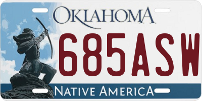 OK license plate 685ASW