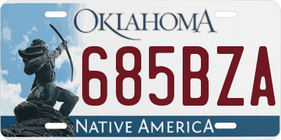 OK license plate 685BZA