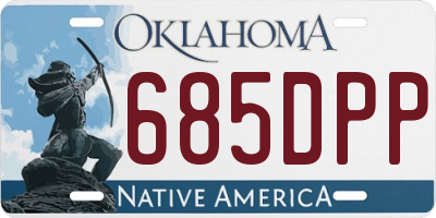 OK license plate 685DPP