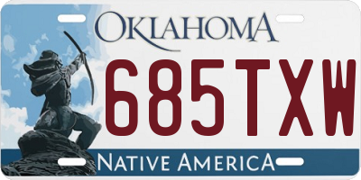OK license plate 685TXW