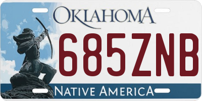 OK license plate 685ZNB
