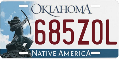 OK license plate 685ZOL