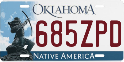 OK license plate 685ZPD