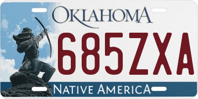OK license plate 685ZXA