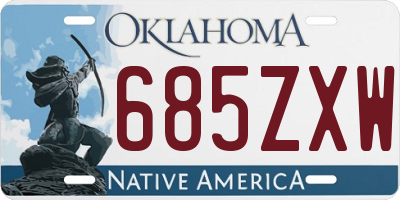 OK license plate 685ZXW