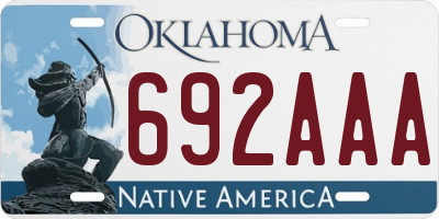 OK license plate 692AAA