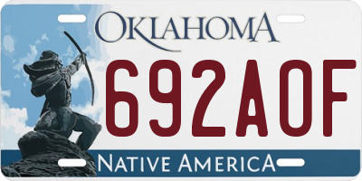 OK license plate 692AOF