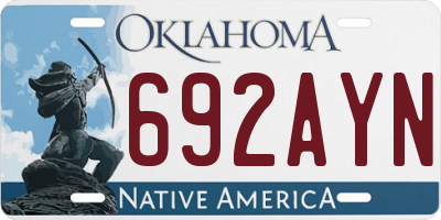 OK license plate 692AYN