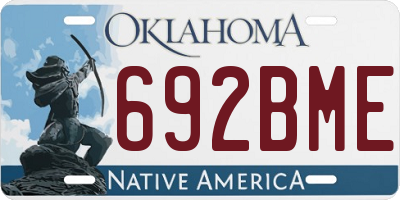 OK license plate 692BME