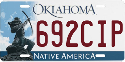 OK license plate 692CIP