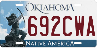 OK license plate 692CWA