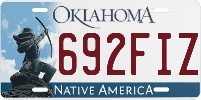 OK license plate 692FIZ