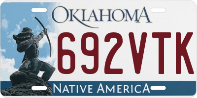 OK license plate 692VTK