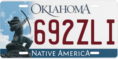 OK license plate 692ZLI