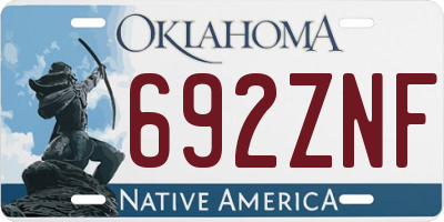 OK license plate 692ZNF