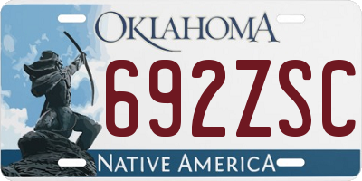 OK license plate 692ZSC