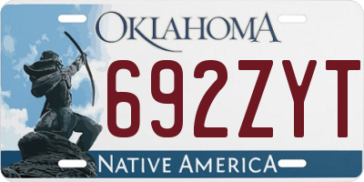 OK license plate 692ZYT