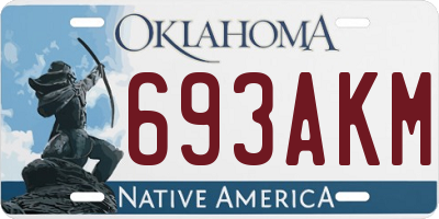 OK license plate 693AKM