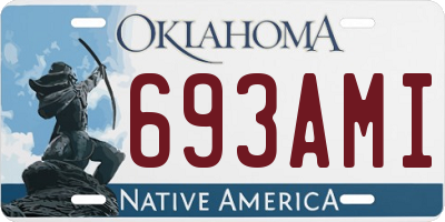 OK license plate 693AMI