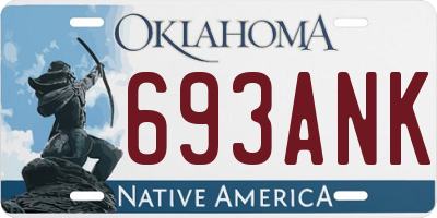 OK license plate 693ANK