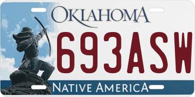 OK license plate 693ASW