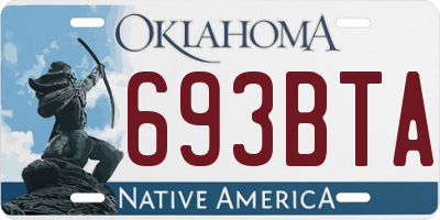 OK license plate 693BTA