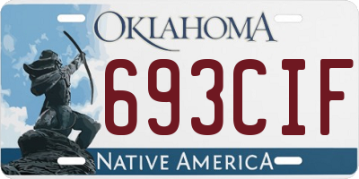 OK license plate 693CIF