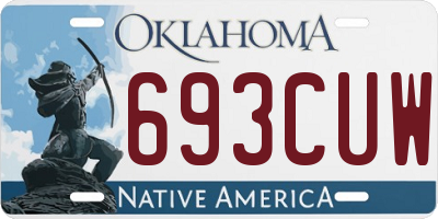 OK license plate 693CUW