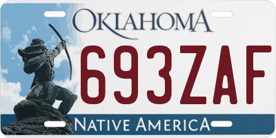 OK license plate 693ZAF